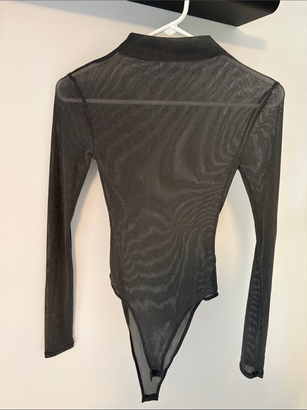 Zara Sheer Black Long-Sleeve Mesh Bodysuit